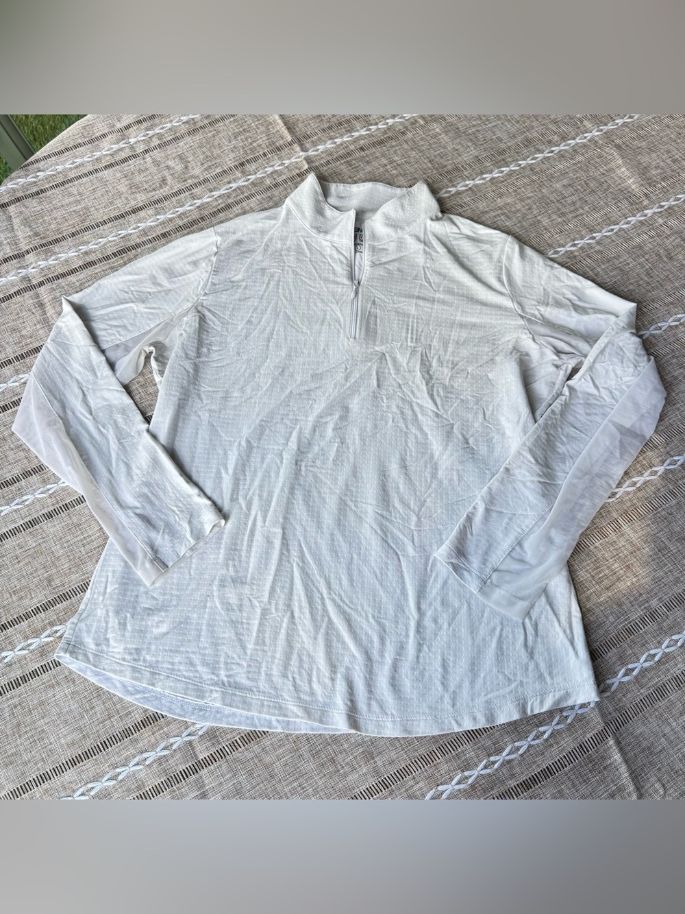 IBKUL White UPF 50+ Quarter Zip Performance Top Large Golf Pickleball Tennis
